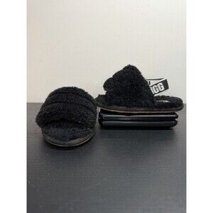 UGG Fluff Yeah Slide Sling Back Slippers Sandal Black Girls Toddlers - Size 7